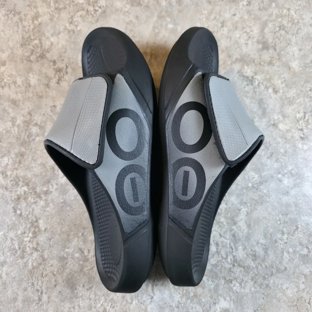 Oofos OOahh Sport Flex Mens Size 10 Black Walking Outdoor Recovery Slide Sandals
